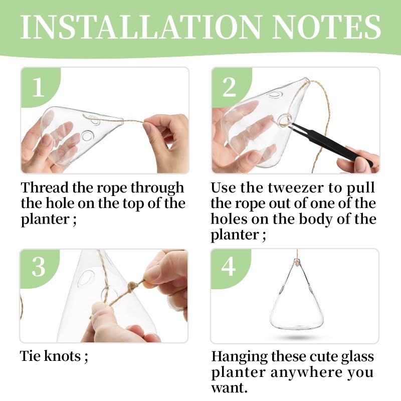 Glasseam Hanging Planters Glass Terrarium: 5Pcs Modern Plant Propagation Stations Hydroponic Wall Vases for Air Plants Flowers Indoor Window Home Decor - Image 5